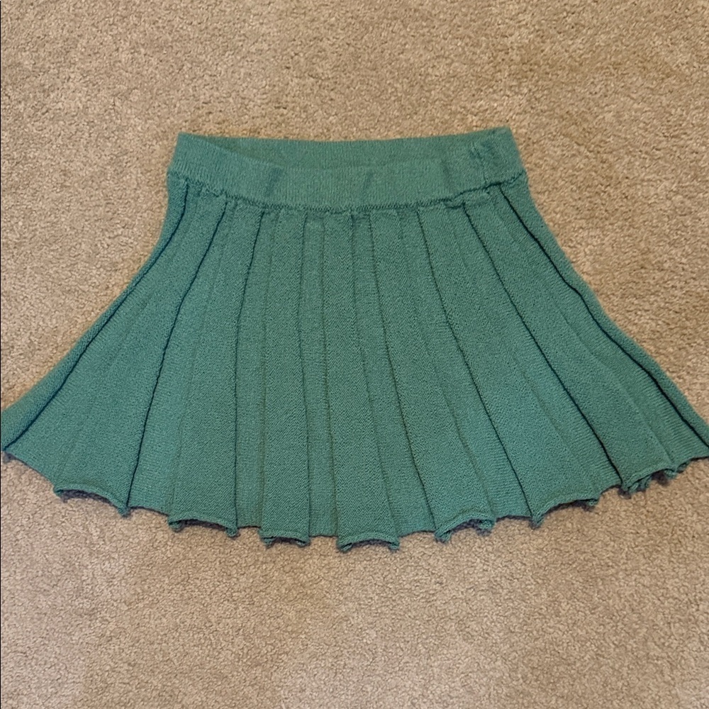 Free People Beach Teal Pleated Skirt